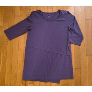 J. Jill Pure Jill asymmetric wrap-style tunic purple 3/4 length sleeves scoop ne
